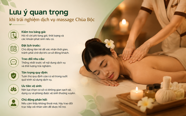 Lưu ý quan trọng khi trải nghiệm dịch vụ massage Chùa Bộc